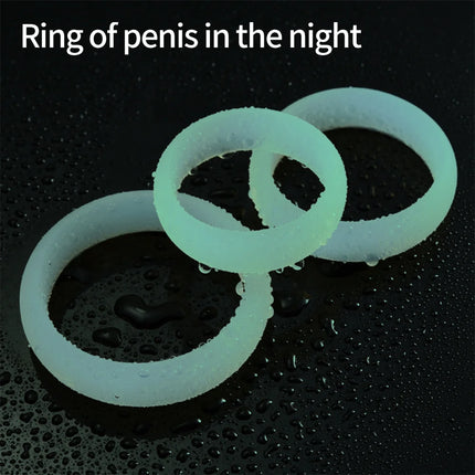 Cock Rings 3PCS Flash In The Night Lock Durable Silicone Penis Ring Sex Toys for Men Male Delay Ejaculation Scrotum Lock Ring