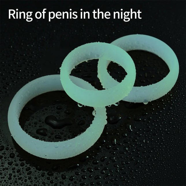 Cock Rings 3PCS Flash In The Night Lock Durable Silicone Penis Ring Sex Toys for Men Male Delay Ejaculation Scrotum Lock Ring