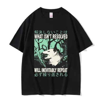 Funny Cheese Devouring Machine Japanese Rat Graphic T Shirts Men Vintage Fashion O-Neck Oversized T-shirt Y2k Unisex 62408