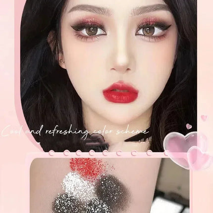 9 Colors Smoky Black Red Eye Shadow Palette Sweet Cool Eyeshadow Long Lasting Shimmer Eyes Makeup Dark Pressed Glitter Eyeshadow