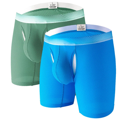 1pcs/2pcs/3pcs Long Leg Boxer Shorts for Men in Breathable Mesh Fabric Sport Underwear