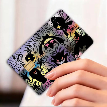 P-Pokemon Gengar Anime Diy Credit Debit Card Sticker Party Sticker Decoration Waterproof Small Chip Card Skin Sticker
