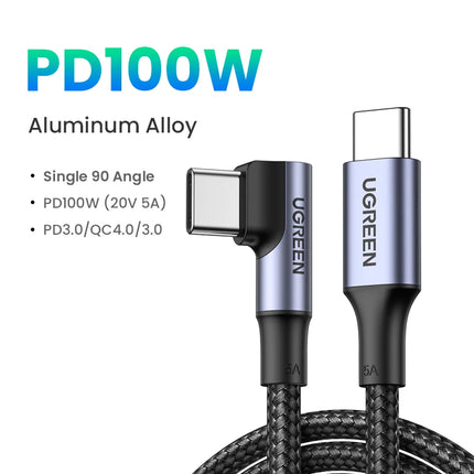 UGREEN 90 Degree PD100W USB C to USB C Charging Cable for iPhone 17 Samsung MacBook iPad Quick Charger 4.0 PD Fast Charging Cord