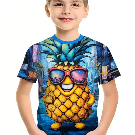 Fashion Lime Lemon Pattern T-Shirt for Kids Hot Sale Fruit 3D Printed T Shirts Summer Round Neck Tees Tops Loose Short Sleeves