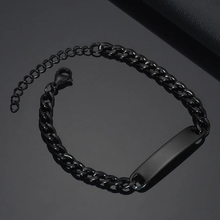 Stainless Steel Engrave Name Bracelet For Men Personalized  Nameplate Date DIY Bracelets For Male Boy Jewelry Birthday Gift