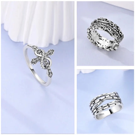 Shine Zircon Ring 925 Silver Original Stone Multi Layer Simple Infinitely Wide Rings For Women FineJewelry Wedding Party Gift