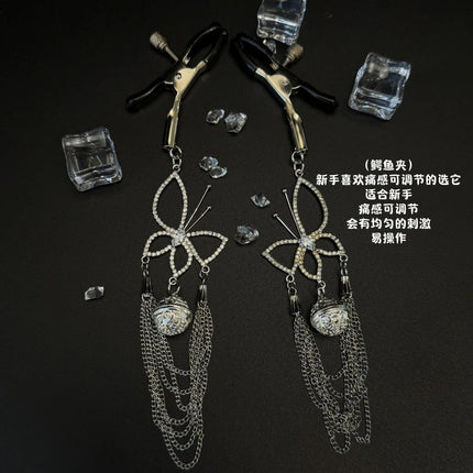 Butterfly Bell Nipple Clamps Diamond Studded Nipple Rings Alluringly Teasing Couple's Seduction Sexy Breast Accessories Sex Toys