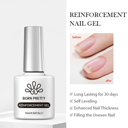 BORN PRETTY 10ml Flow Light White Cat Magnetic Gel Nail Polish Ultra Shine Soak Off UV Gel Mirror Glass Bead Gel Nail Art