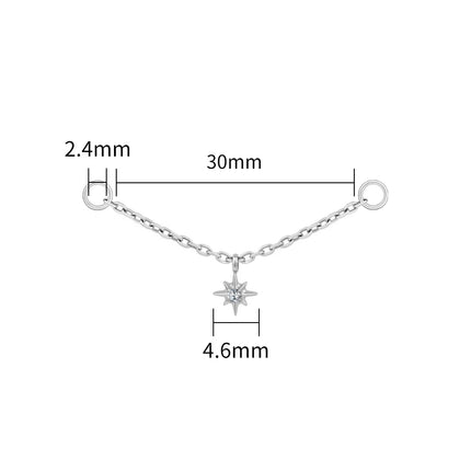 Right Grand ASTM F136 Titanium Dangle Star Chain Attachment Double Industrial Chain Connector Celestial Cartilage Conch Piercing