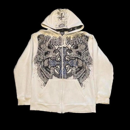Vintage MMA Elite Men's New Zipper HoodieY2K Best Selling Harajuku Hip Hop Skull Letter Graphics Extra Large Couple Street Wear