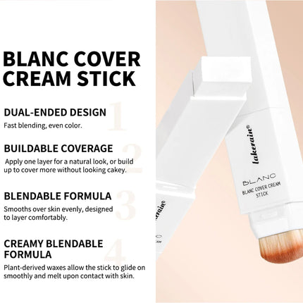 Foundation Stick Color Changing Foundation with Detachable Brush Blanc Cover Cream Stick Changing Hight Coverage Base Makeup
