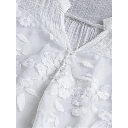 Plus Size 1XL-5XL Summer New Women's Shirt Solid Color Loose Fit Lightweight Casual Blouse