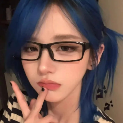 Black Square Small Frame Glasses for Women Men Y2K Japanese Harajuku Anti Blue Light Glasses Eyeglasses Cosplay Eyewear props