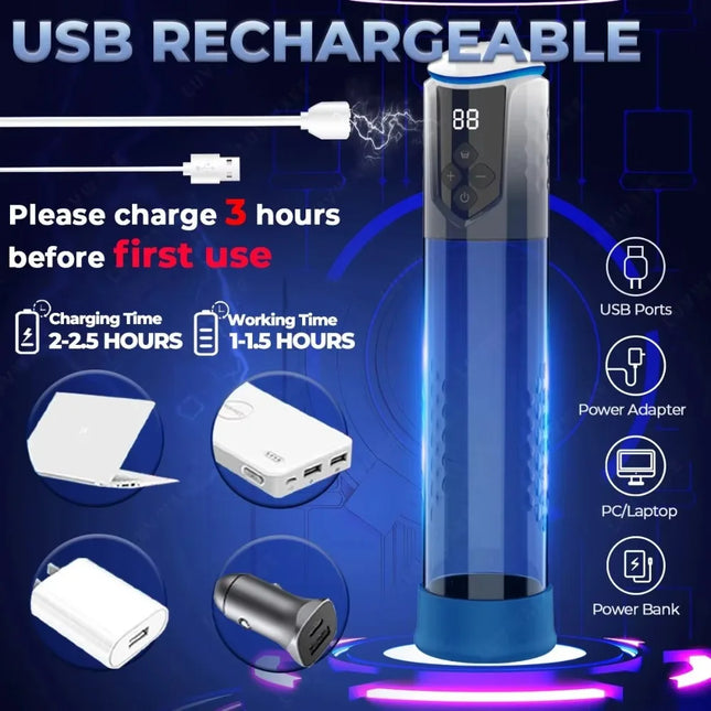 Powerful Electric Penis Vacuum Pump for Men Enlargement and Erection Support With LCD Display Adult Sex Toy for Men