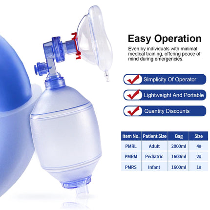 Califed First Aid Equipments PVC Manual Resuscitator Outdoor Rescue Tools Suitable For Infant Child And Adult