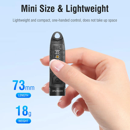 HOSONIC E1 EDC Flashlight Keychain Light 400LM XPG Type-C Rechargeable Mini LED Torch Camping Pocket Lantern Built-in Battery