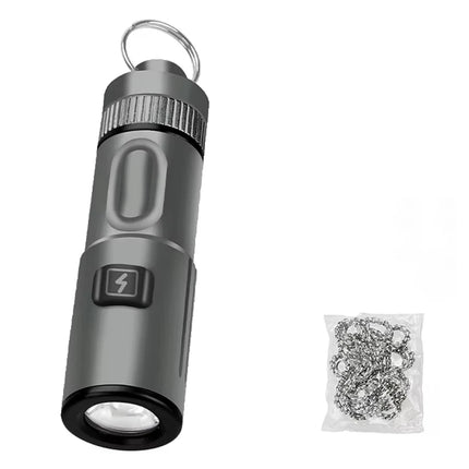 Mini Keychain Flashlight USB Rechargeable LED Pocket Torch with Necklace Portable 6 Lighting Modes Camping Emergency Lantern