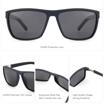 BLUEMOKY Lightweight Polarized Sports Sunglasses for Men with Prescription Lenses TR90 Square, Progressive Myopia Eyeglasses