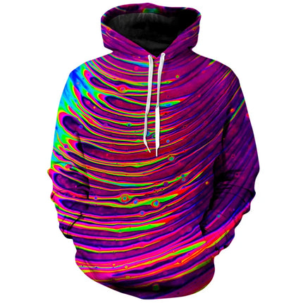 2024 autumn/winter 3D Printing Oil Painting Colorful Pullover Fashion Street men's Sportswear Casual Long Sleeve Unisex Hoodie