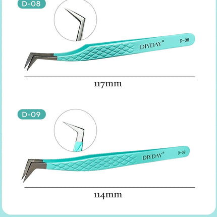 DIYDAY Anti-Slip Tweezers, High-Density Fiber Tip for Eyelash Extensions & Eyebrow, Professional Precision Beauty Tools