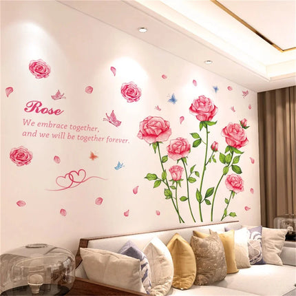 Living Room Flower Background Wall Stickers Bedroom Room Wall Decoration Stickers Wallpaper Self-adhesive Stickers Home Decor