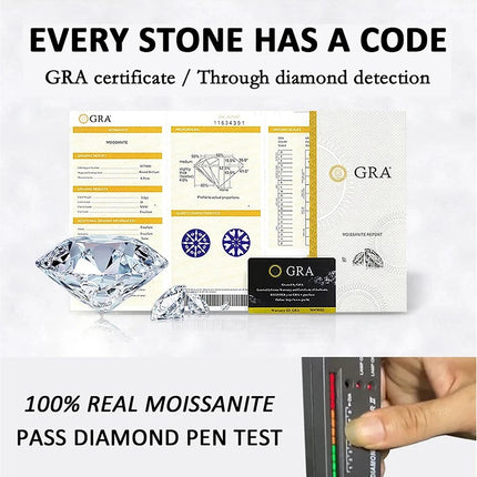 PERFANY 0.5-3CT Moissanite Ring For Women S925 Pure Silver Sparkling Engagement Ring Wedding High-end Jewelry