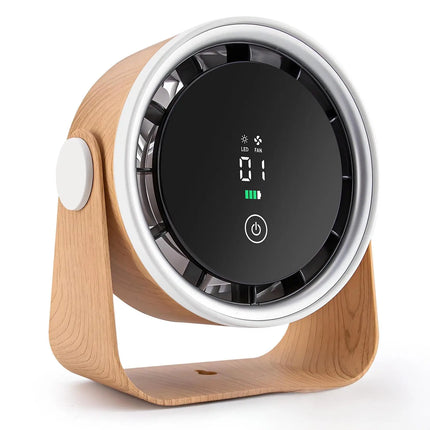 Large Capacity Rechargeable Desktop Fan 5000 mAh Mini Table Fan with 5-Speed 360° Rotation Wall-Mounted with Night Light