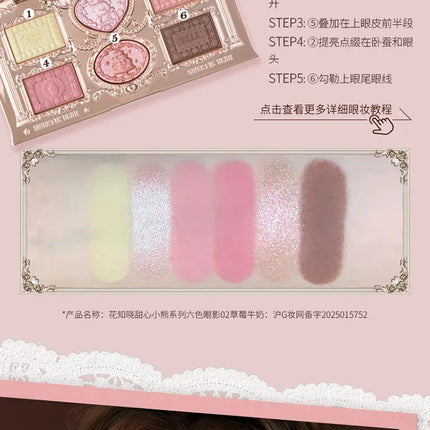 Flower Knows Makeup The Sweetie Bear Collection Eyeshadow Palette 6 Colors Glitter Matte Bronzer Multi Use Kawaii  Cosmetics