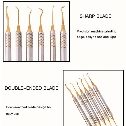 Dental Resin Spatulas Composite filling Dental Dentistry tools 6pcs/Set Titanium Plated Head Resin Filler set