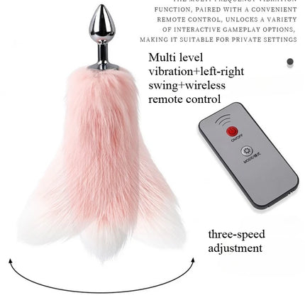 Wireless Remote Control Fox Tail Metal Anal Plug Vibrating Tail Butt Plug Vibrator For Women Dildos Stimulator Adult Sex Toys