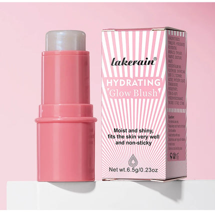 Lakerain Hydrating Glow Blush Waterproof Non-sticky Natural Saturated Blush Stick Long-lasting Moisture Brightening Jelly Blush