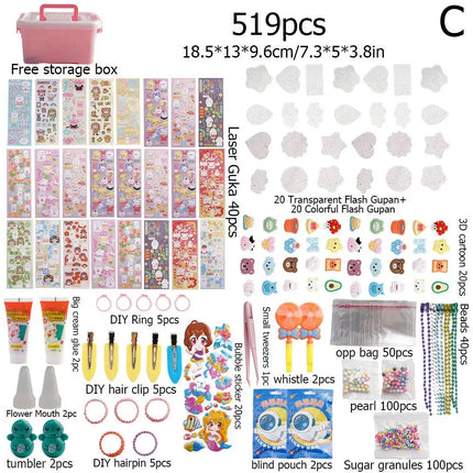 Guka Sticker Kit Creamy Glue DIY Journaling Material Storage Box for Girls Children Kids Handmade Toy Stationery Gift Case