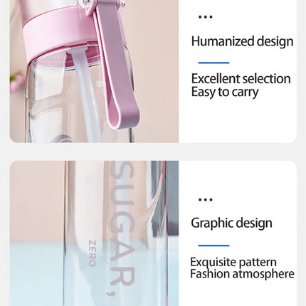 Flavored Water Bottle with Taste Pods Magic Gourde Tasting Drinking Bottle Fruit Flavor Air Sports Outdoor Waterfles Water Cup