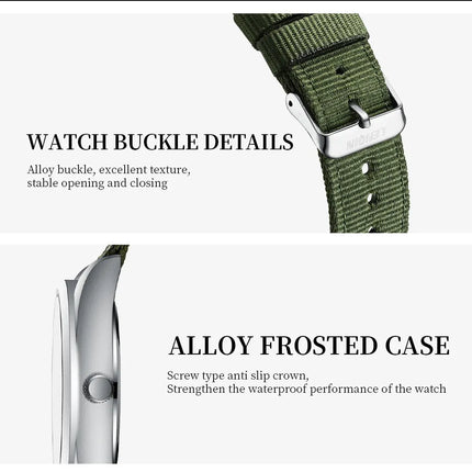 NIBOSI Fashion Luminous Watch Men Nylon Strap Auto Date Quartz Wristwatches Men Sports Military Watch for Men Reloj Hombre 2024