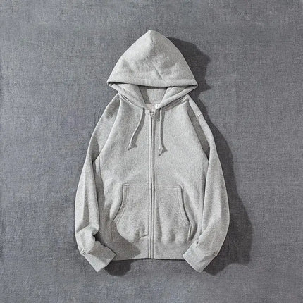 Good Quality Zip Hooded Women And Men Sweatshirt Navy Blue Cotton Casual Street Wear Loose Y2k Spring Autumn Solid Hoodie Jacket