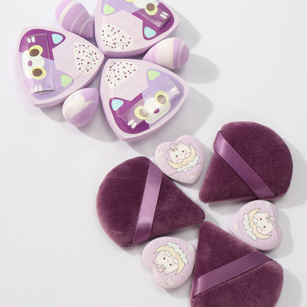 Rice Ball Cat 12-Piece Set, Expands When Exposed to Water, Dual-Use for Wet and Dry, Makeup Sponge Suitable for All Skin Types