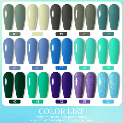 7ml Gel Polish, Blue Gel Nail Polish Fall Winter Colors Ice Blue Green Series Gel Polish Dark Blue Navy Blue Sparkle Soak Off UV