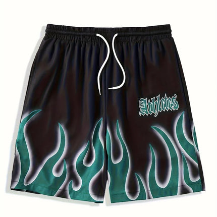 Basic Shorts Men's Casual Shorts Fitness Sports Flame Pattern 3D Print Gothic Style Summer Men Gym Shorts Football Man Clothes