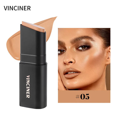 VINCINER Matte Stick Foundation Cream Long-Wear Waterproof Covers Dark Circles Full Coverage Concealer Stick for Base Makeup