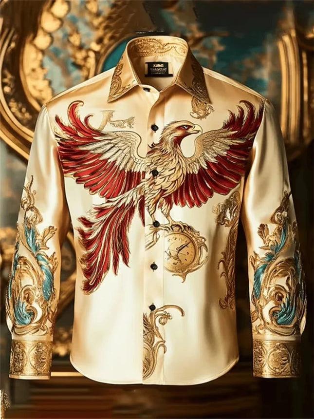 Men Luxury Western Lion Long Sleeve Button Up Shirt Floral Gold 3d Print Hawaiian Shirt Men Women Fashion Design Blouse Slim New