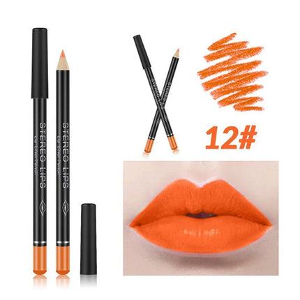 12PCS Matte Lip Liner Pencils Waterproof Long Lasting Pigments Smooth Colorful Nude Silk Lip Makeup