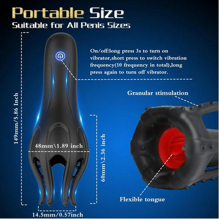 Male Penis Vibrator Glans Trainer Tongue Licking Stimulater Oral Blowjob Lasting Delay Endurance Training G Spot Masturbator