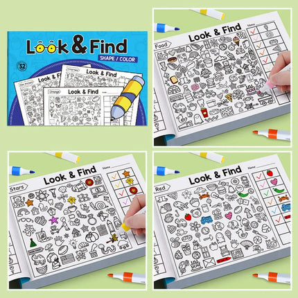 32 Page Children's Coloring Book Educational Puzzle Toy Family Interaction Look Find Paintings Color Montessori Doodle Book Toys