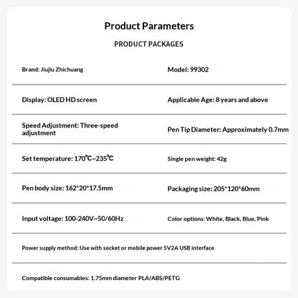 For Doodling Making Holiday Presents 3D Printing Pen With Oled Display temperature Control And Fast Extrusion With PLA Filament