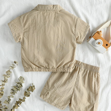 Bbaby Boys For 1-3Y Set 2025 Summer Cool  Boys' Zipper Short Sleeve Coat Sports Shorts Kids Clothing Suits Casual Daily Wear