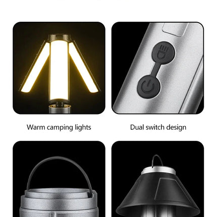 Multi-functional Camping Light 2 in 1 Rechargeable Telescopic Camping Lantern Flashlight with Hook Outdoor Emergency Work Light