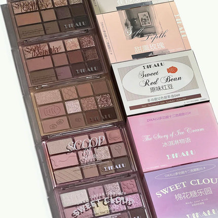 12Color Pink Brown Eye Shadow Tray Pearl Glitter Earth Matte Chocolate Eyeshadow Palette Korea Low Saturation Eye Pigment Makeup