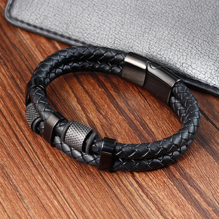 Charm Braid Rope Bracelet For Men Stainless Steel Magnetic Buckle Genuine Leather Bracelets & Bangles Male Female Jewelry