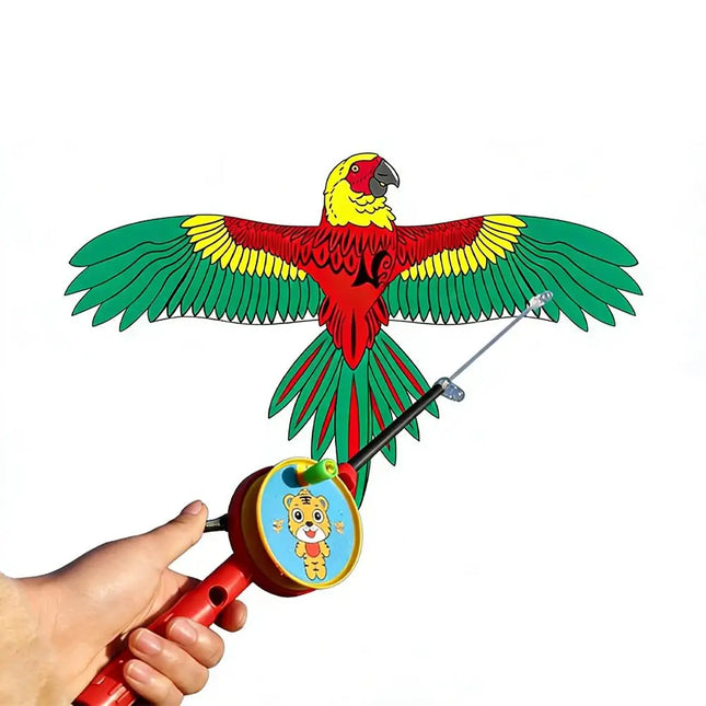 35cm Fishing Rod Kite Toys For Kids Vivid Butterfly Swallow Parrot Easy To Fly Goldfish Kites Garden Decor Ornament