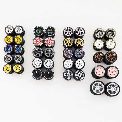 20 Sets 1/64 Wheels Rubber Tires Diameter 9.8mm 11mm 14mm 17mm for Matchbox/Domeka/HW 1:64 Diecast Alloy Car Models